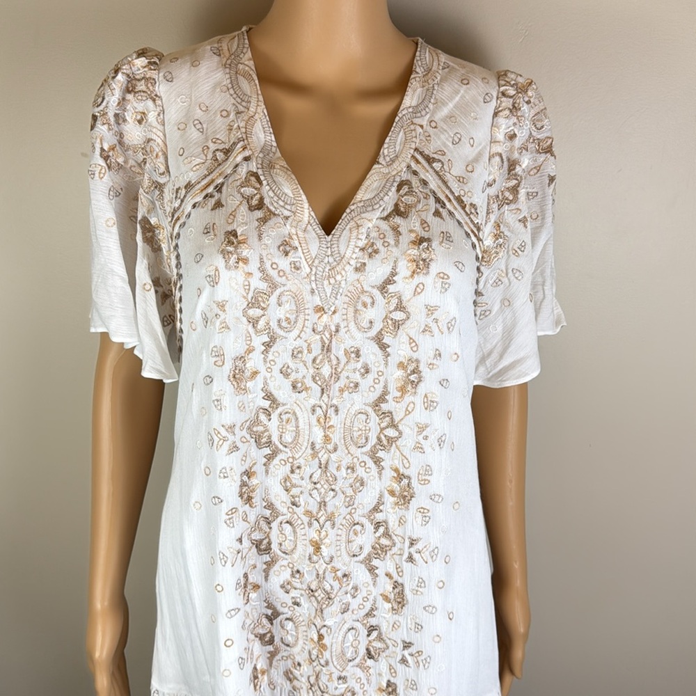 Hale Bob  Ariana Ivory Embroidered V-Neck Mini Dress NWT - Picture 6 of 10